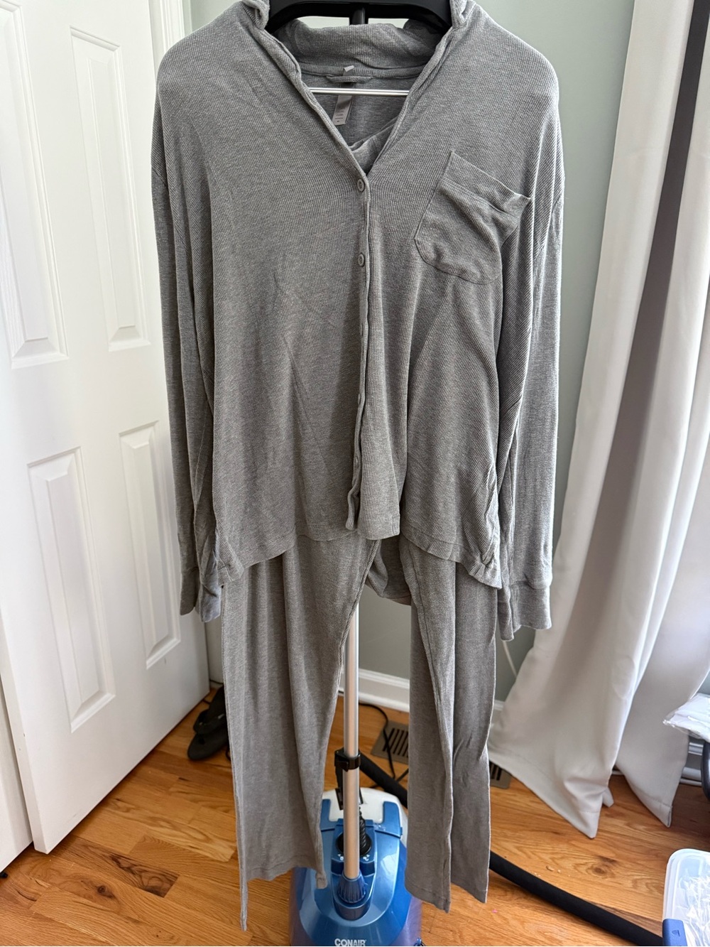 SKIMS Soft Lounge Heather Gray Rib Pajama Lounge Set XL